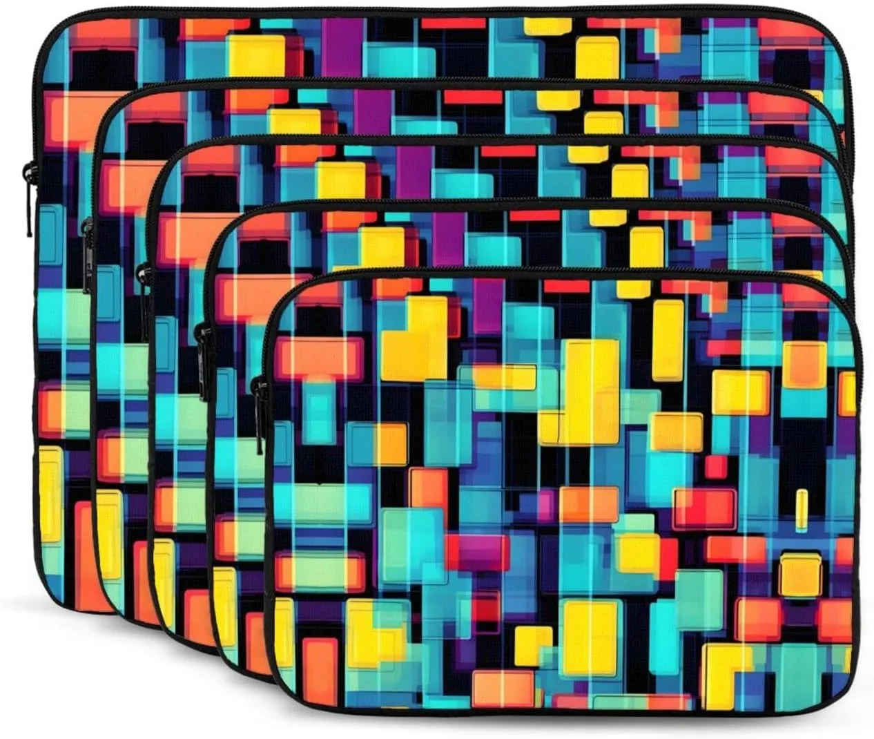 Square Geometry Diagram Pattern Portable Laptop Sleeve Case 17 inch for Shockproof Protection and Travel Convenience