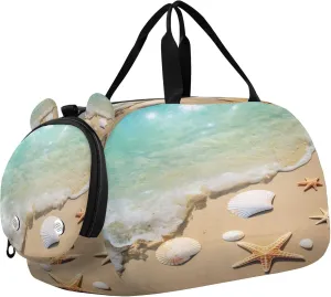 Starfish Shell Youth Sports & Travel Duffle Bag with Shoe Compartment,Waterproof Gym Bag for Girls and Boys (Overnight Essentials Organizer)
