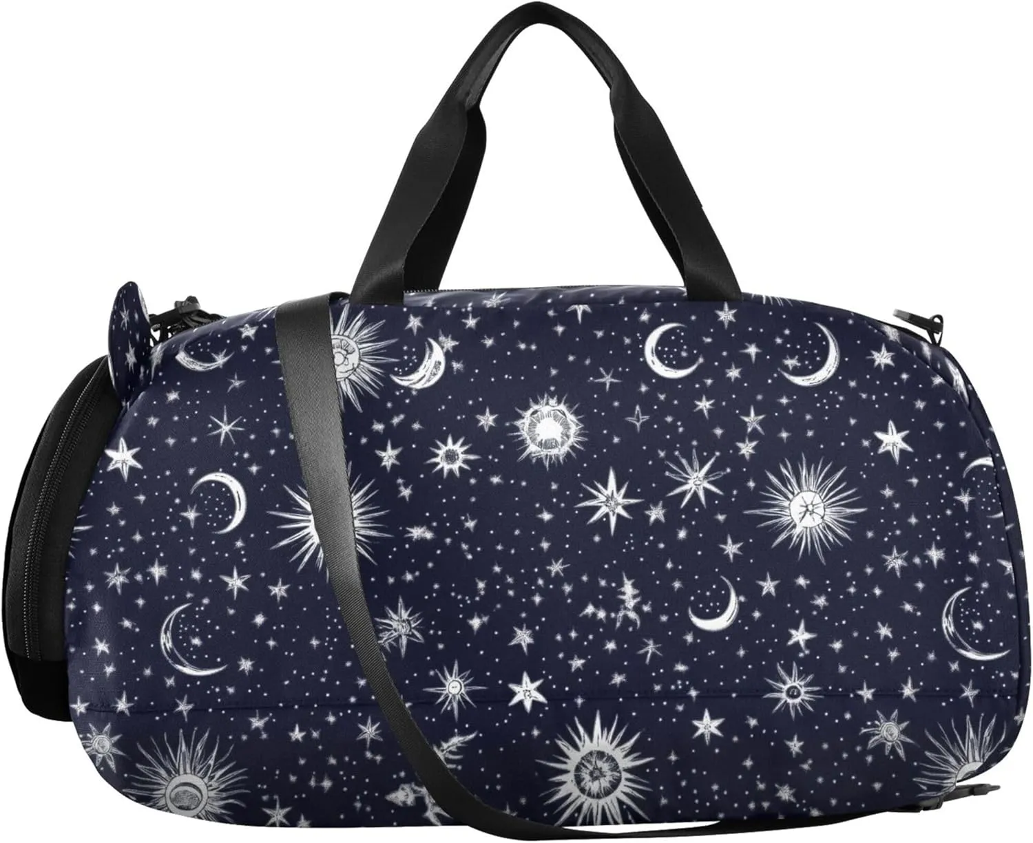 Starry Night Star Sun Moon Boy's Gym Duffel Bag with Shoes Compartment Large Capacity Weekend Travel Bag for Boys and Girls