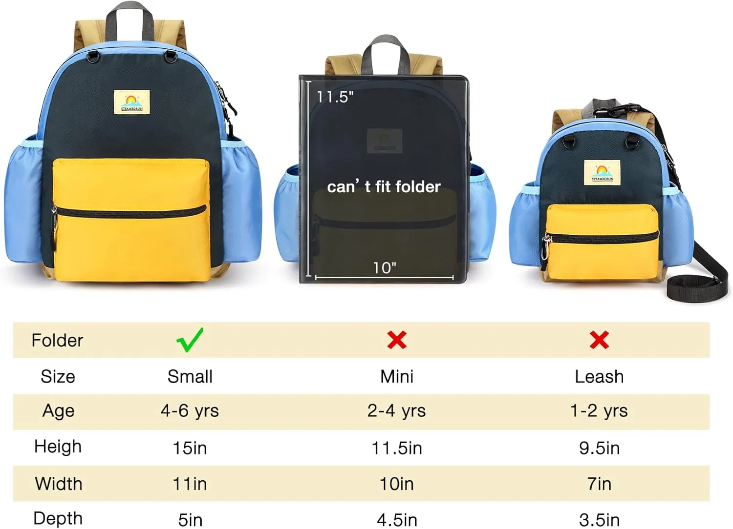 STEAMEDBUN Toddler Backpack for Boys 2-4: Preschool Kindergarten Backpack - 12 inch Daycare Backpack