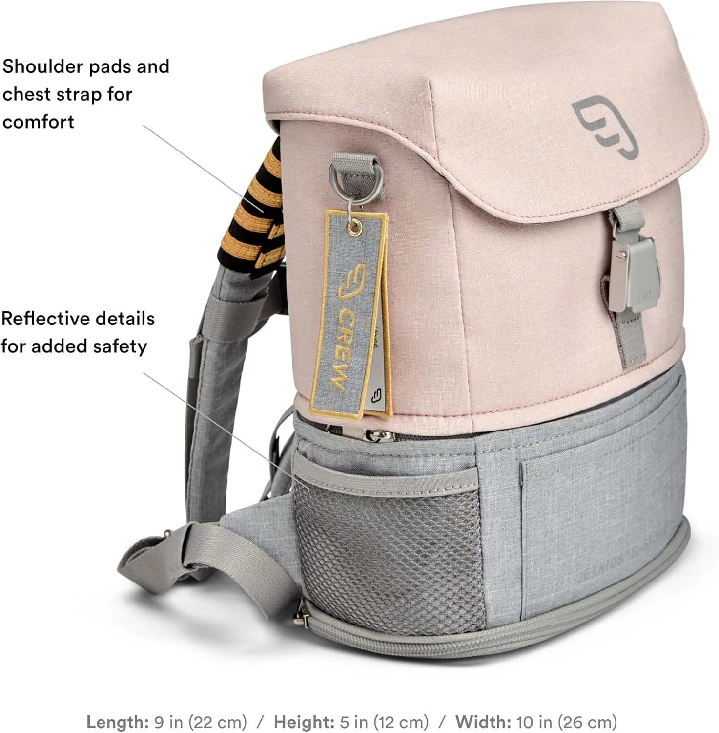 Stokke JetKids BackPack, Pink Lemonade - Expandable Design for Kids 2-7 Years Old - Easy-to-Clean, Water Repellent Fabric - Includes Pull-Out Seat Pad, Name Tag & Detachable Captain Stripes