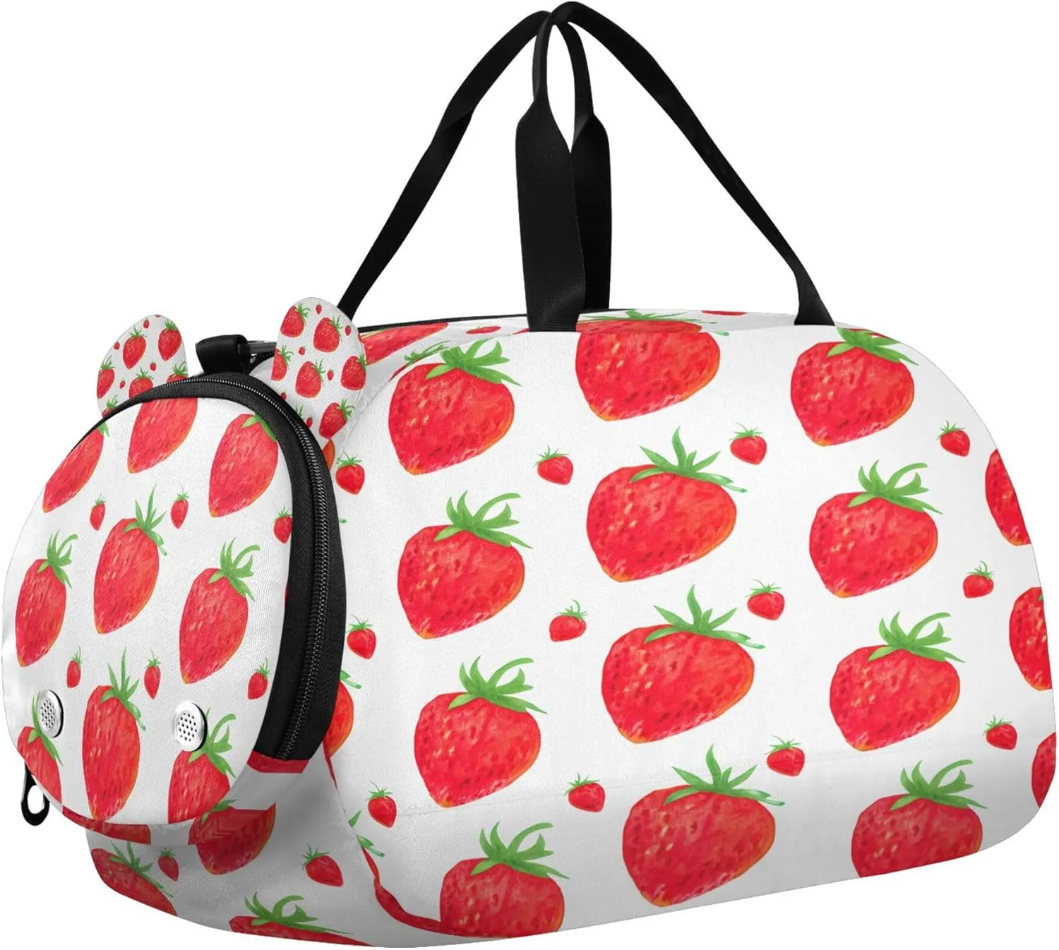 Strawberry Youth Sports & Travel Duffle Bag with Shoe Compartment,Waterproof Gym Bag for Girls and Boys (Overnight Essentials Organizer)