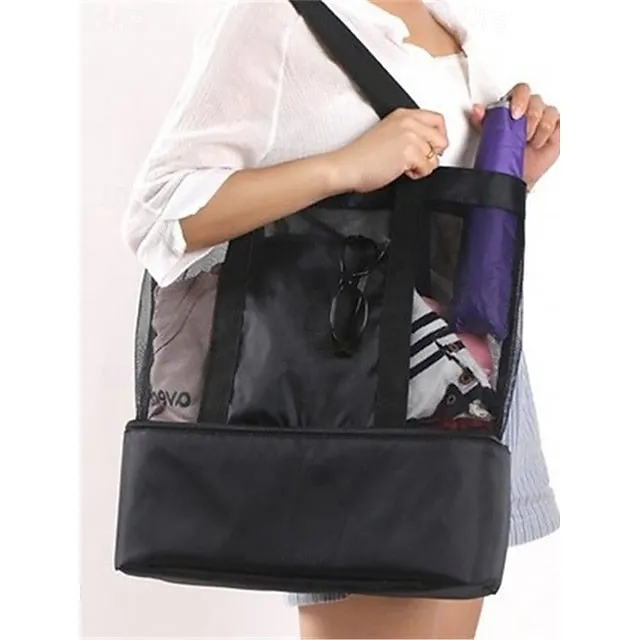 Stylish Insulated Mesh Tote Bags for Women - Large Capacity Casual Shoulder Bag