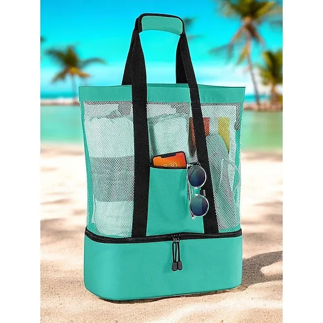 Stylish Insulated Mesh Tote Bags for Women - Large Capacity Casual Shoulder Bag