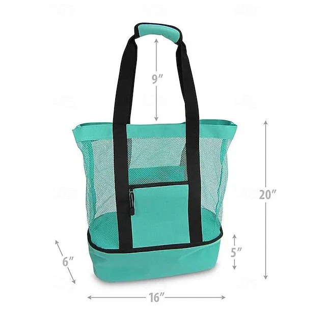 Stylish Insulated Mesh Tote Bags for Women - Large Capacity Casual Shoulder Bag