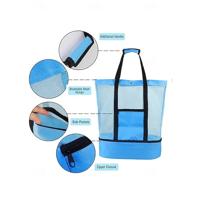 Stylish Insulated Mesh Tote Bags for Women - Large Capacity Casual Shoulder Bag