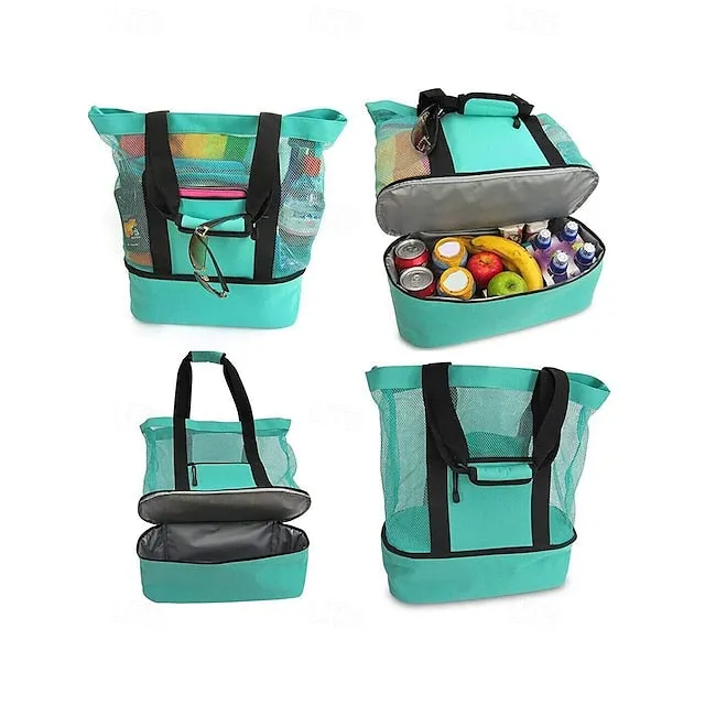 Stylish Insulated Mesh Tote Bags for Women - Large Capacity Casual Shoulder Bag