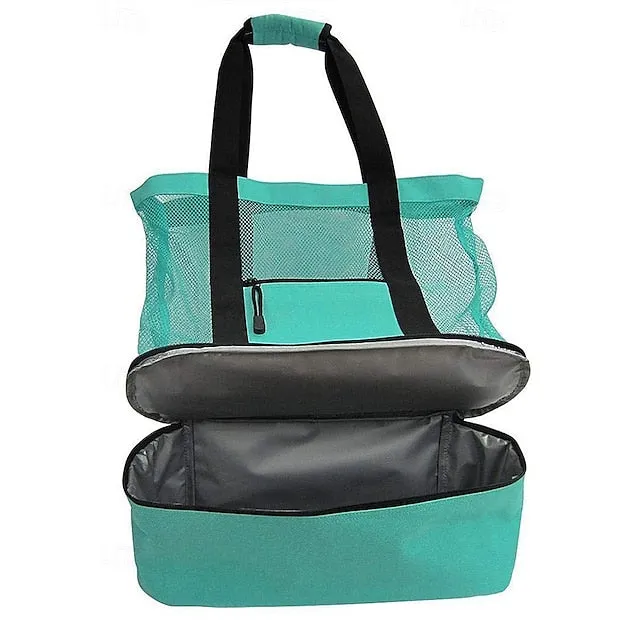 Stylish Insulated Mesh Tote Bags for Women - Large Capacity Casual Shoulder Bag