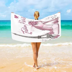 SUABO Microfiber Beach Towel 29" x 58",High Heels Pool Towel,Sand Free Quick Dry Absorbent Compact Swimming Towel