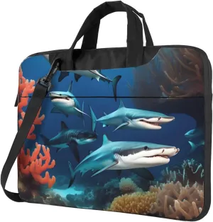 Submarine Shark Coral Ultra-Thin Waterproof Laptop Bag With Shoulder Strap And Handle For Daily Business Trips14 Inch