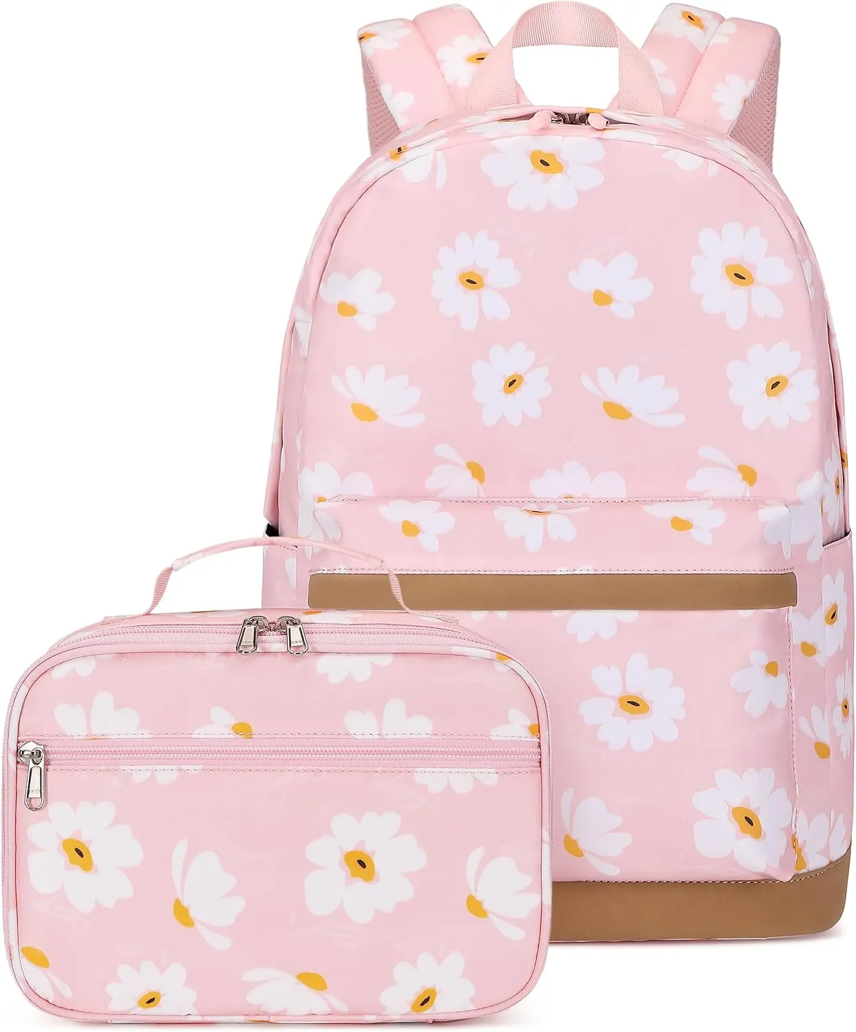 Sugaroom School Backpack for Girls Kids Backpack with Lunch Box Lightweight Water Resistant Daisy Bookbags Set