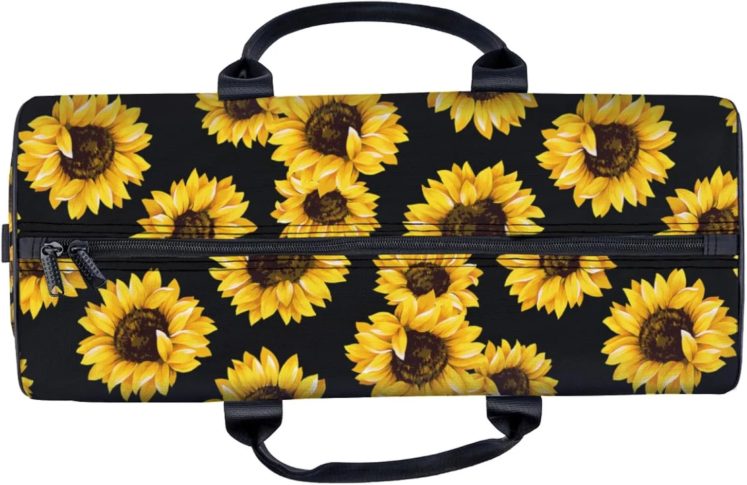 Sunflower Black Background Travel Duffel Bag for Woman Weekender Bag Man Tote Gym Bag Sport Gym Bag Hospital Bag for Labor and Delivery Overnight Bag Luggage Bag