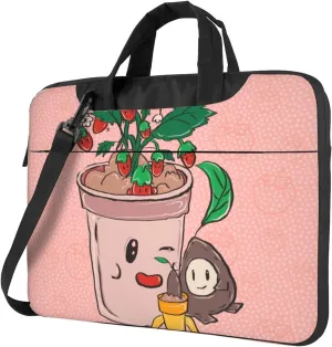 Sunflower seeds and strawberries Ultra-thin portable shoulder laptop bag 14 inch Stylish and Protective Shockproof soft lining