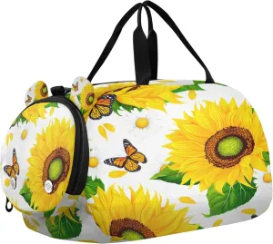 Sunflower Youth Sports & Travel Duffle Bag with Shoe Compartment,Waterproof Gym Bag for Girls and Boys (Overnight Essentials Organizer)