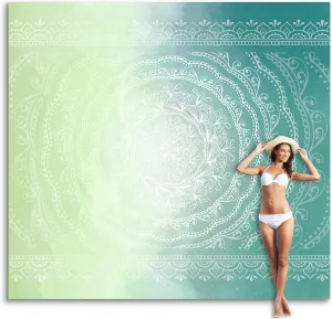 Sunlit Silky Soft Sand Proof Beach Blanket 106"x81" / 85"x72" Sand Proof Mat with Corner Pockets and Mesh Bag for Beach Party, Travel, Camping and Outdoor Music Festival, Mandala