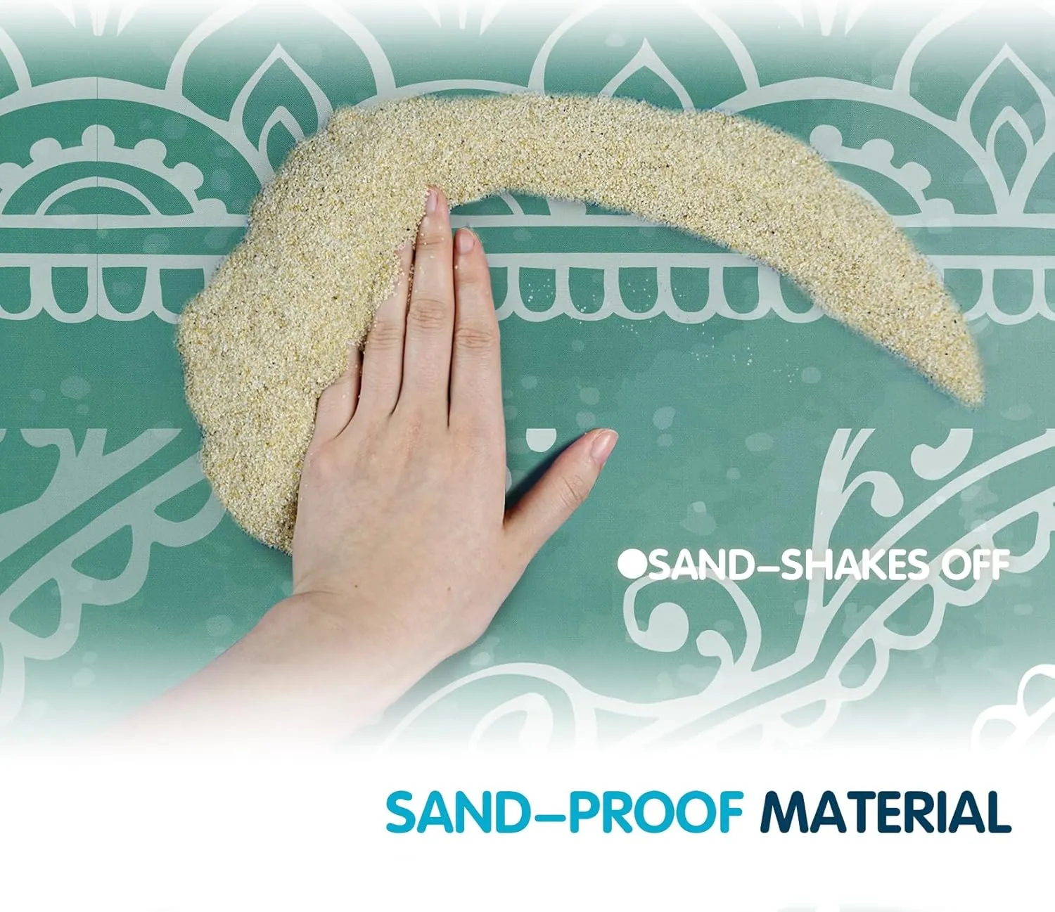 Sunlit Silky Soft Sand Proof Beach Blanket 106"x81" / 85"x72" Sand Proof Mat with Corner Pockets and Mesh Bag for Beach Party, Travel, Camping and Outdoor Music Festival, Mandala