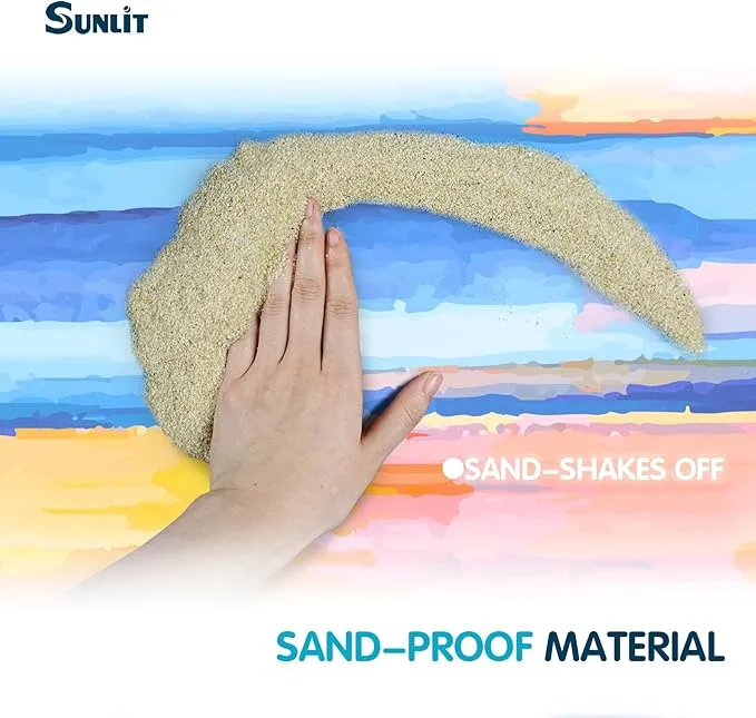 Sunlit Soft 106"x81" Sand Proof Beach Blanket Sand Free Beach Mat with Corner Pocket and Mesh Bag for Beach Party Travel Camping and Outdoor Music Festival, Ombre Blue Orange