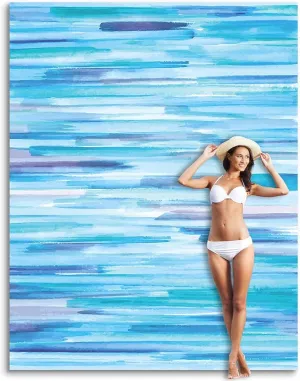 Sunlit Soft 106"x81" Sand Proof Beach Blanket Sand Free Beach Mat with Corner Pocket and Mesh Bag for Beach Party Travel Camping and Outdoor Music Festival, Watercolor Painting Ombre Blue