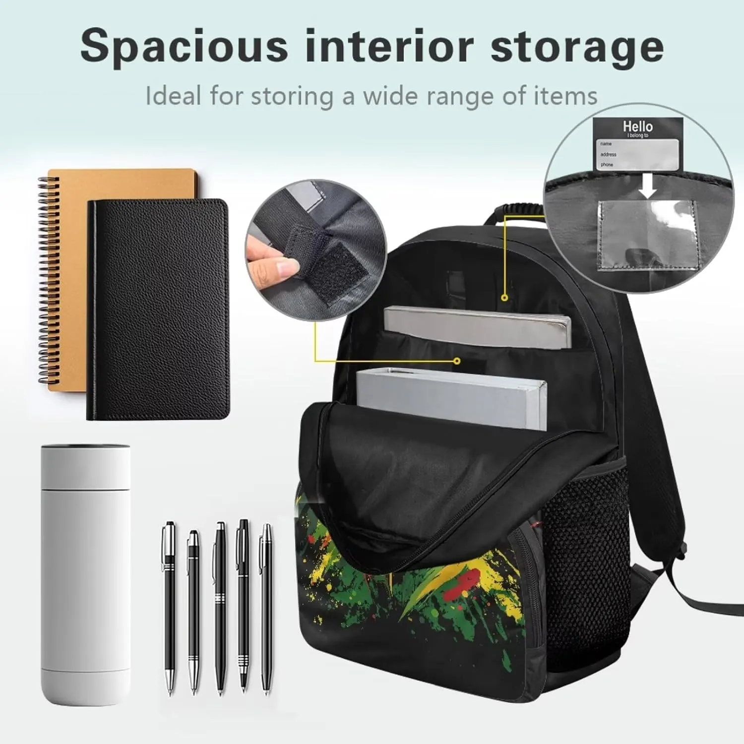 Suobstales Lion Headphones Paint Splatter Print Kids School Backpack for Teens Boys Middle Primary School Bag Bookbag Laptop Backpack Travel Casual Daypack with Adjustable Strap