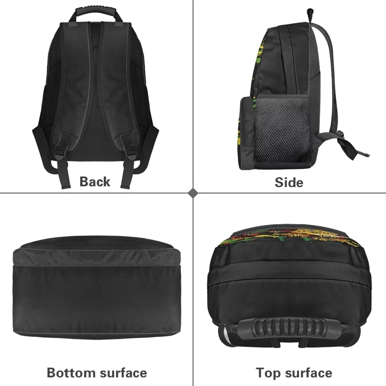 Suobstales Lion Headphones Paint Splatter Print Kids School Backpack for Teens Boys Middle Primary School Bag Bookbag Laptop Backpack Travel Casual Daypack with Adjustable Strap