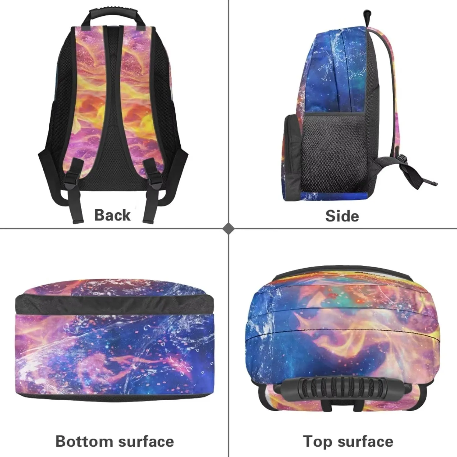 Suobstales Soccer Fire Water Print Kids School Backpack for Boys Teenage Kindergarten Primary School Shoulder Bag Backpacks Teens Casual Travel Daypack Junior School Student Backpack