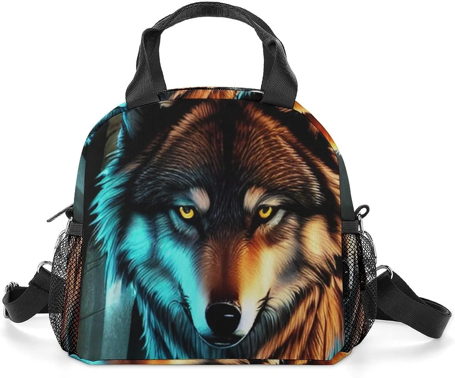 Supdreamc Lunch Box for Men/Outdoor/Work - Multi-Purpose Wolf Glare Art Storage Bag Container Reusable Handbag, Easy to Clean