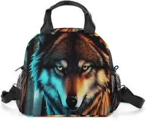 Supdreamc Lunch Box for Men/Outdoor/Work - Multi-Purpose Wolf Glare Art Storage Bag Container Reusable Handbag, Easy to Clean