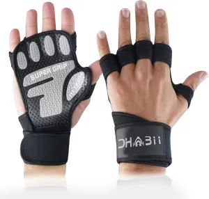 Super Grip Weight Lifting Gloves for Men and Women, Ventilated Gym Gloves with 16 Inch Wrist Wraps - Great for Cross Training, Pull Ups, Workout