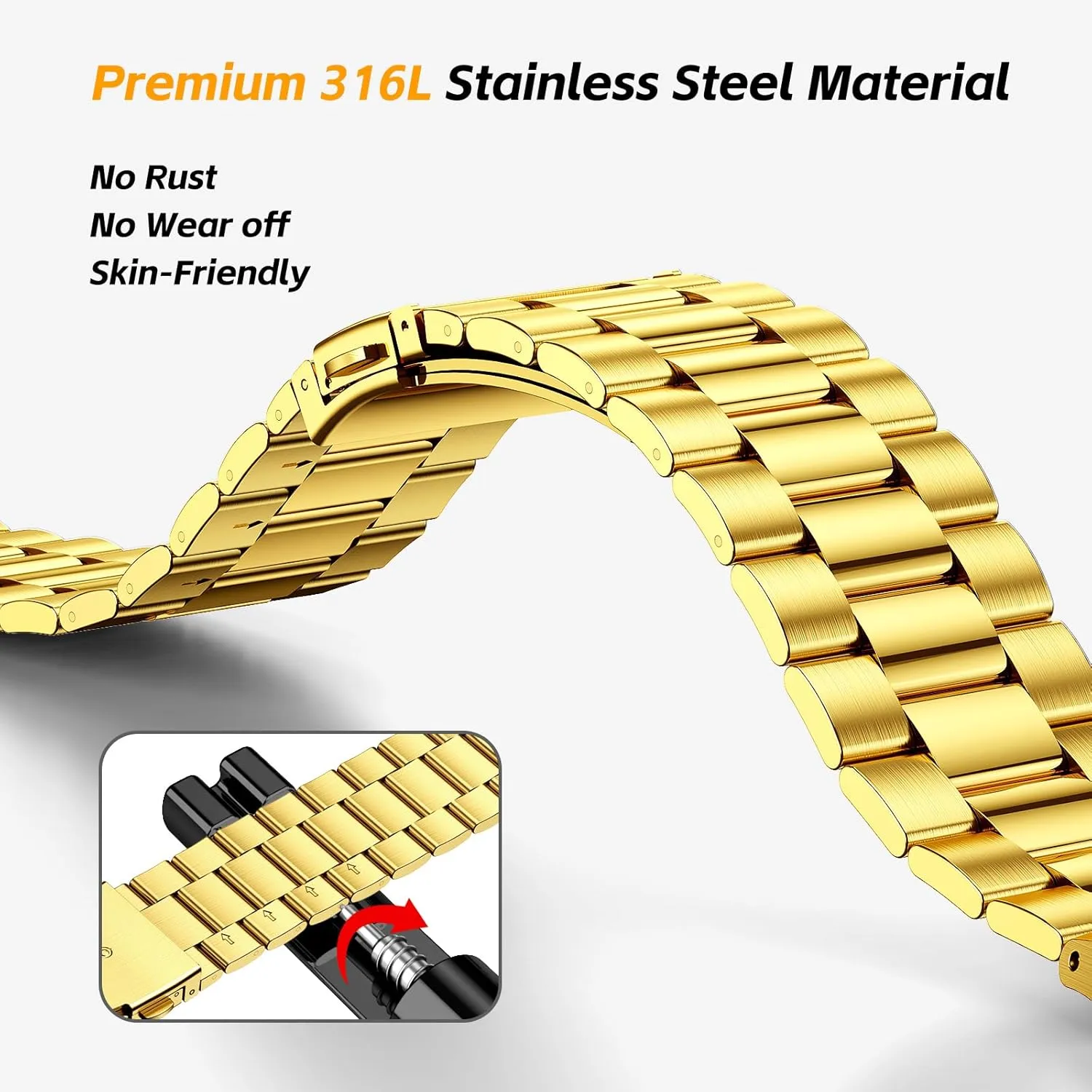 SUPLINK Stainless Steel Case and Band Compatible with Samsung Galaxy Watch Ultra Bands 47mm, Rugged Protective Case Bumper Metal Bands for Samsung Ultra Watch Band Men, Gold