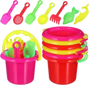 SUPVOX 24-Piece Beach Toys Collection Boys and Girls' Mini Sand Buckets Collapsible Beach Toys Fun Creative for Outdoor Play