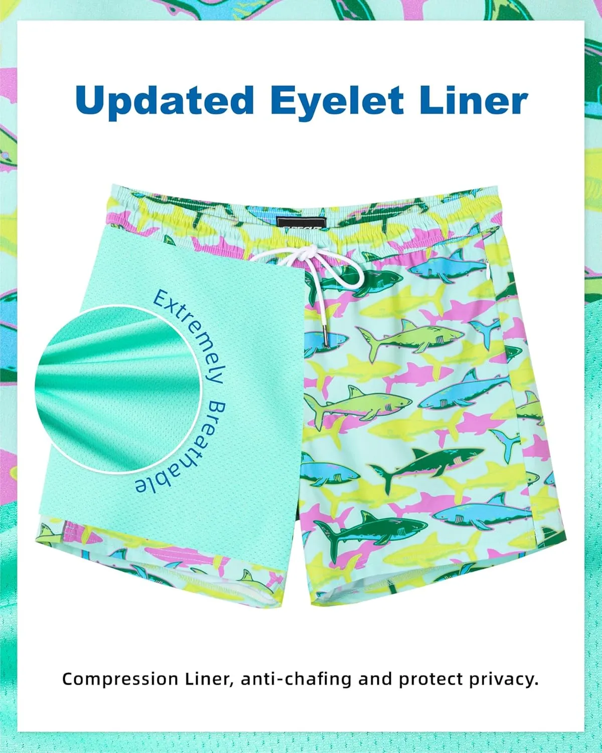 SURF CUZ Mens Swim Trunks with Compression Liner Quick Dry Swim Shorts Swimming Trunks 2 in 1 Bathing Suit Zipper Pockets