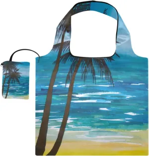 susiyo Palms and See Foldable Reusable Grocery Shopping Tote Bag Heavy Duty Eco-friendly Travel Recycle Shoulder Bag Folding to fits in Pocket for Women Men