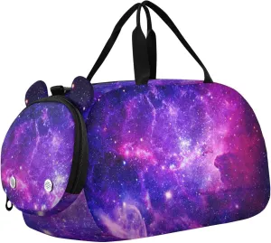 susiyo Small Duffle Bag Beautiful Purple Bursting Galaxy Kids Duffle Bag for Boys Girls Dance Bag Gym Bag