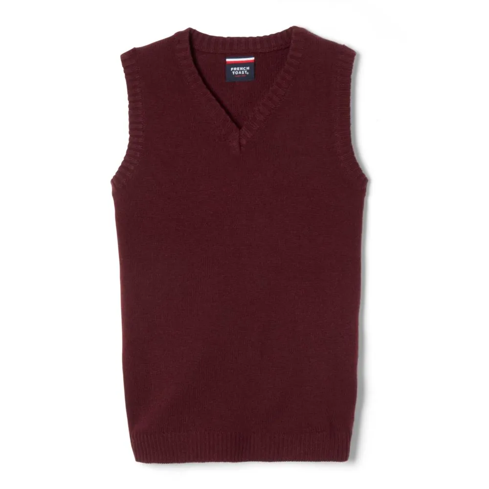 Sweater, Vest V-Neck, Burgundy Monticello embroidery
