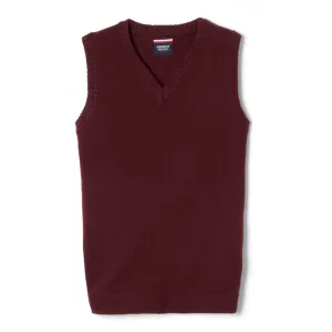 Sweater, Vest V-Neck, Burgundy Monticello embroidery