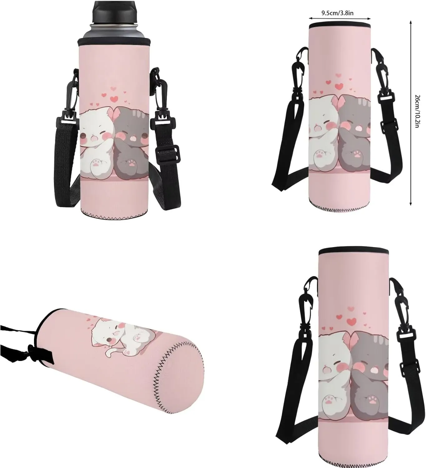 Sweet Cat Backpack for Boys 4 Piece Backpack Set with Lunch Box Pencil Box Water Bottle Portable 17inch Lightweight Large Bookbag 3rd 5th Grade Shoulder Bag School Travel Dance Sports