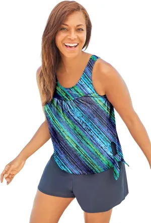 Swim 365 Women's Plus Size 2-Piece Blouson Swim Set