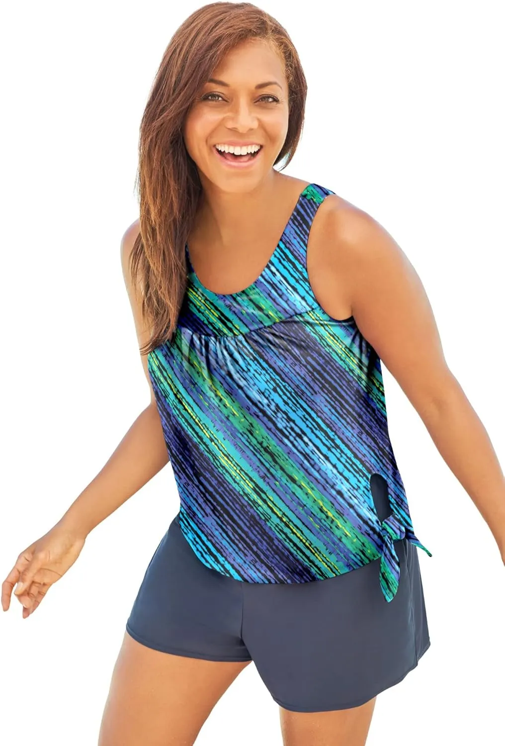 Swim 365 Women's Plus Size 2-Piece Blouson Swim Set