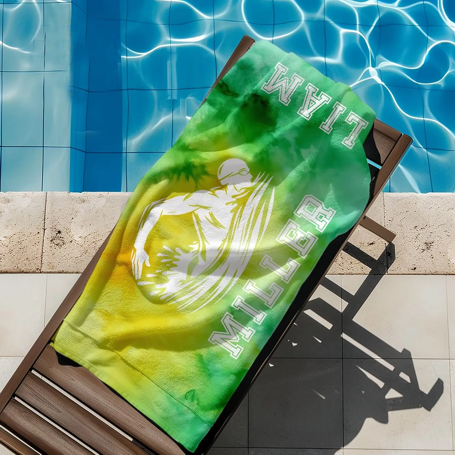 Swim Towel Gifts for Swimmers Team Coach, Custom Beach Towel Microfiber 30 x 60 Quick Dry for Swimmers, Personalized Name Sports Team Gifts for Kids Adults Men Women Competition Birthday T264