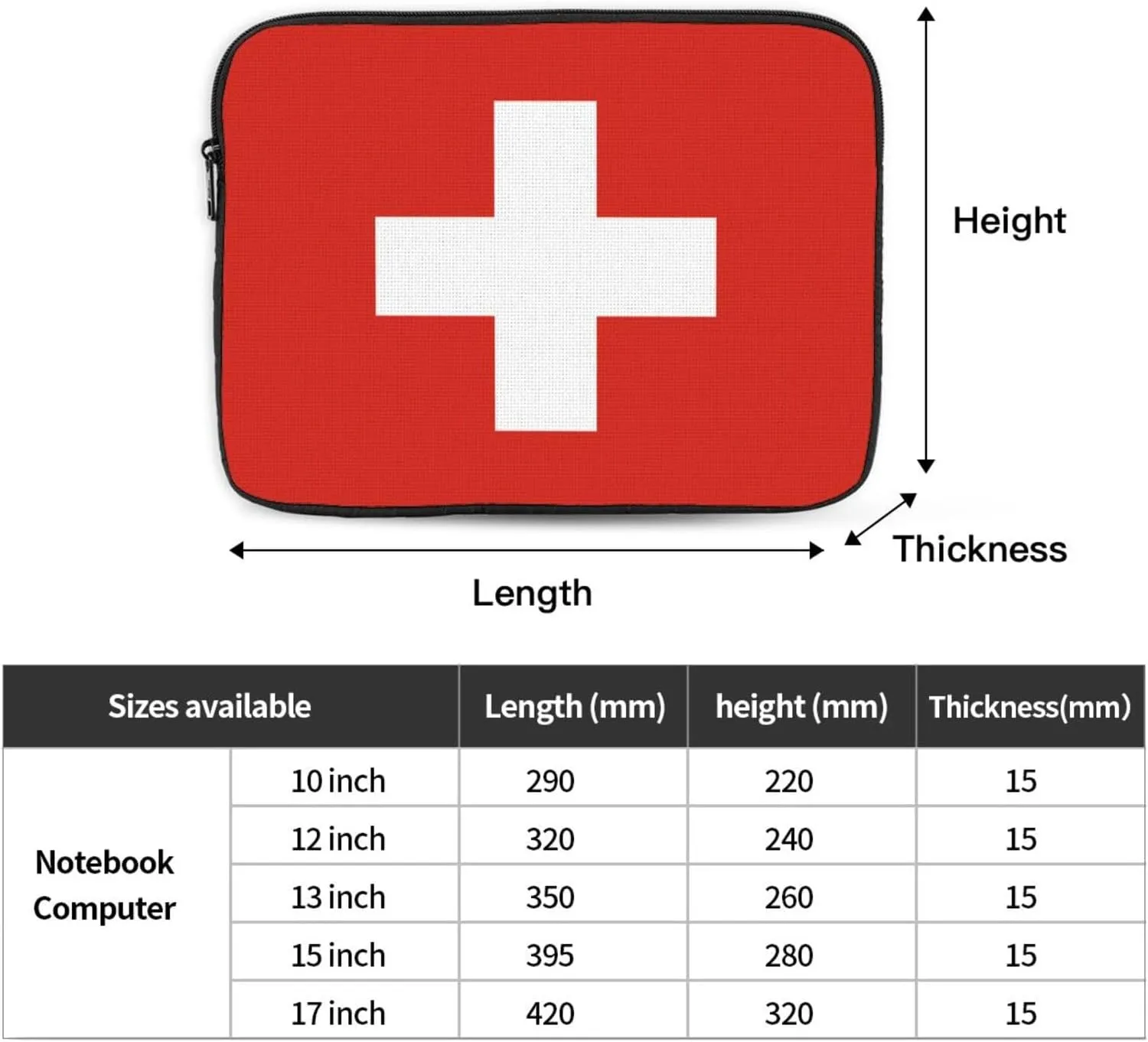 Swiss Flag Laptop Inner Bag Laptop Sleeve Case Briefcase Carrying Laptop Cover