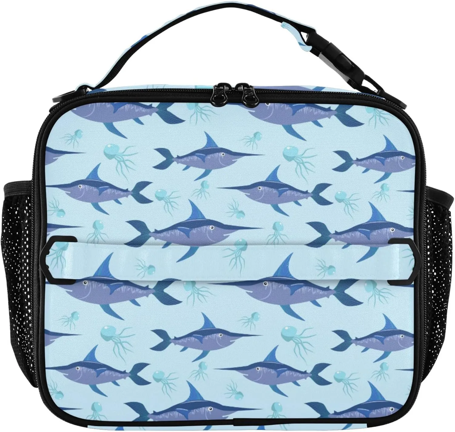 Swordfish and Jellyfish Kids Lunch bag Insulated Lunch Box Mini Cooler Back to School Meal Tote Bag for Girls Boys