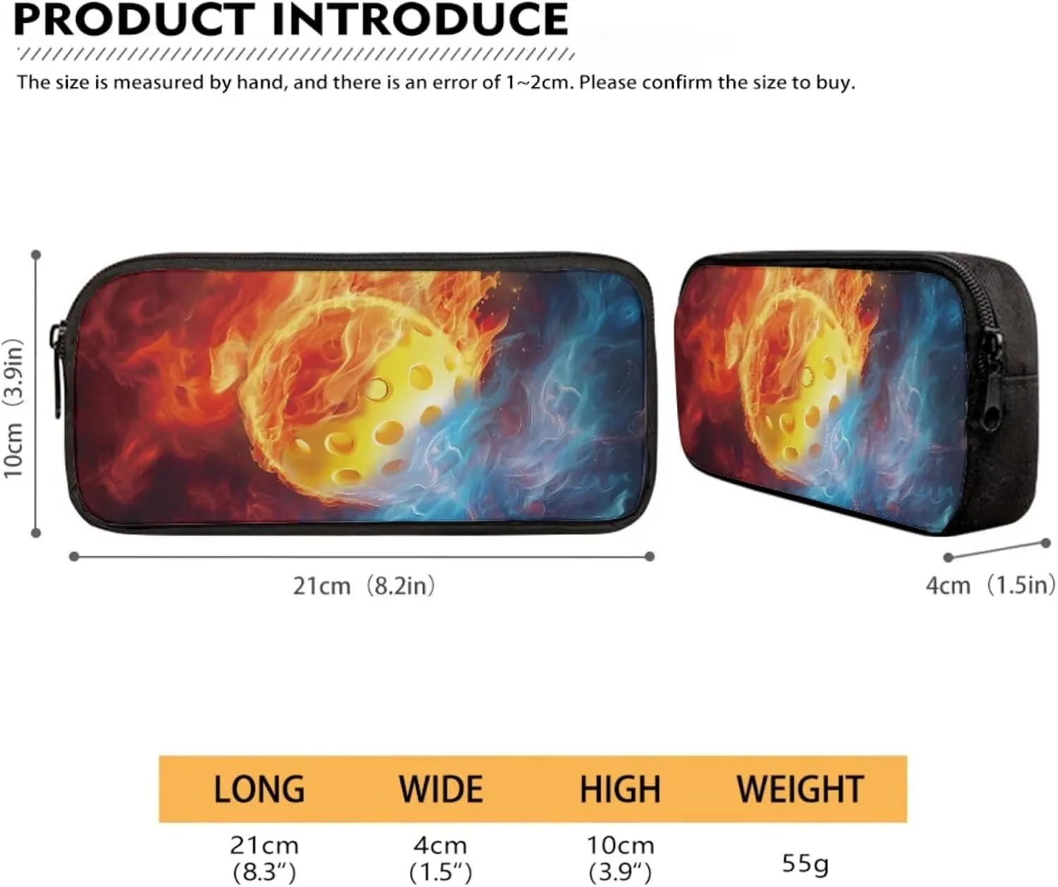 Talayituse Pickleball Fire Print School Bag Bookbag for Primary Junior School Student 3 PCS Backpack Set with Lunch Box Pencil Case for Boys Teens Kids
