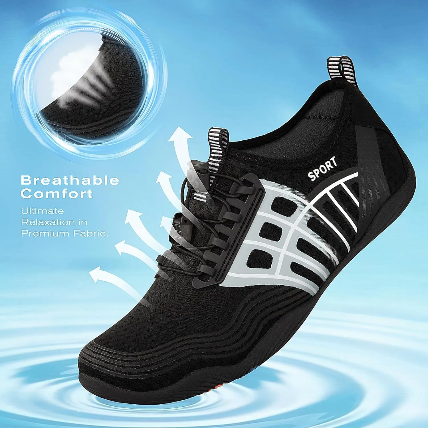 Tanamo Water Shoes for Women Men Quick Dry Swim Beach Barefoot River Aqua Shoes for Hiking Boating Camping Grounding Surfing