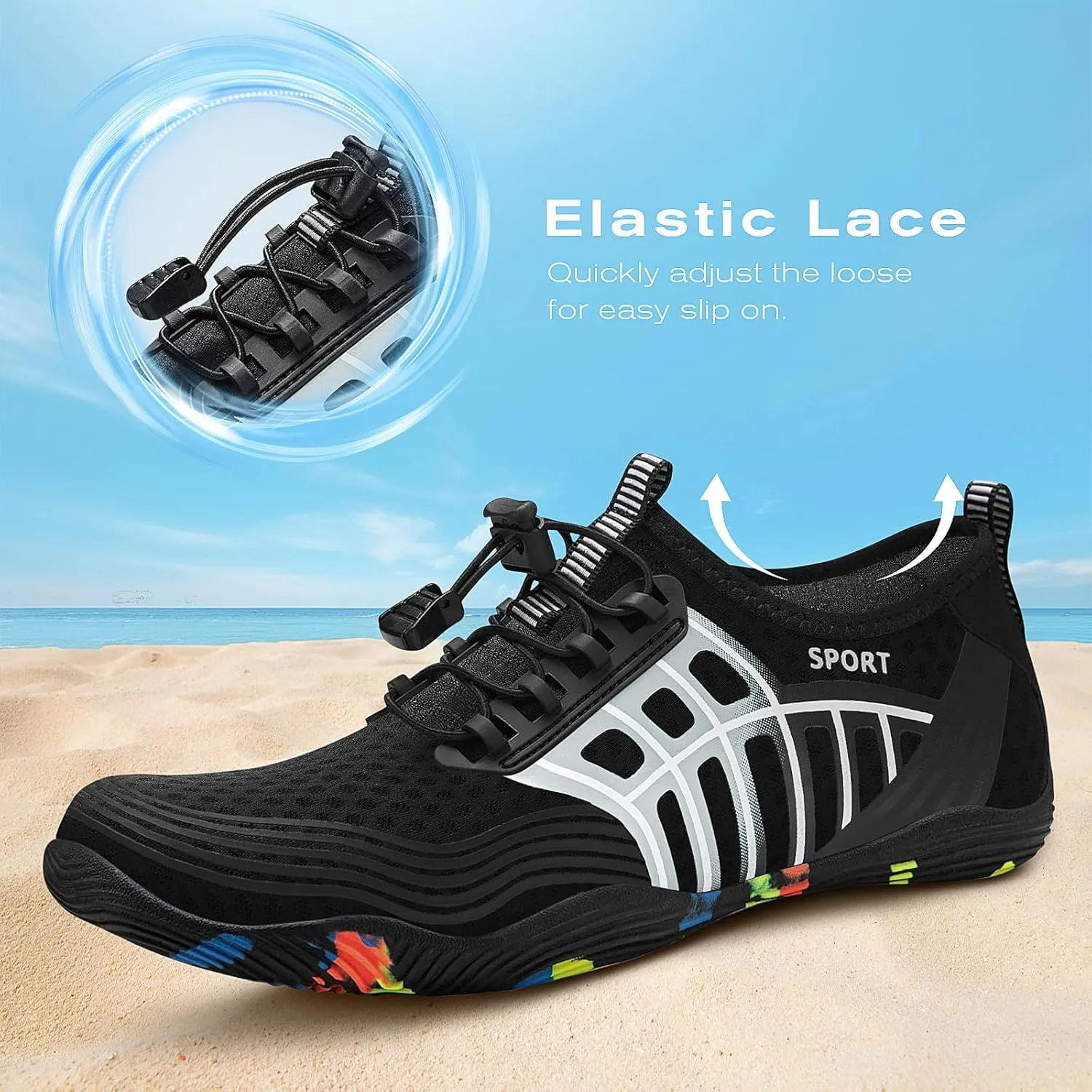 Tanamo Water Shoes for Women Men Quick Dry Swim Beach Barefoot River Aqua Shoes for Hiking Boating Camping Grounding Surfing
