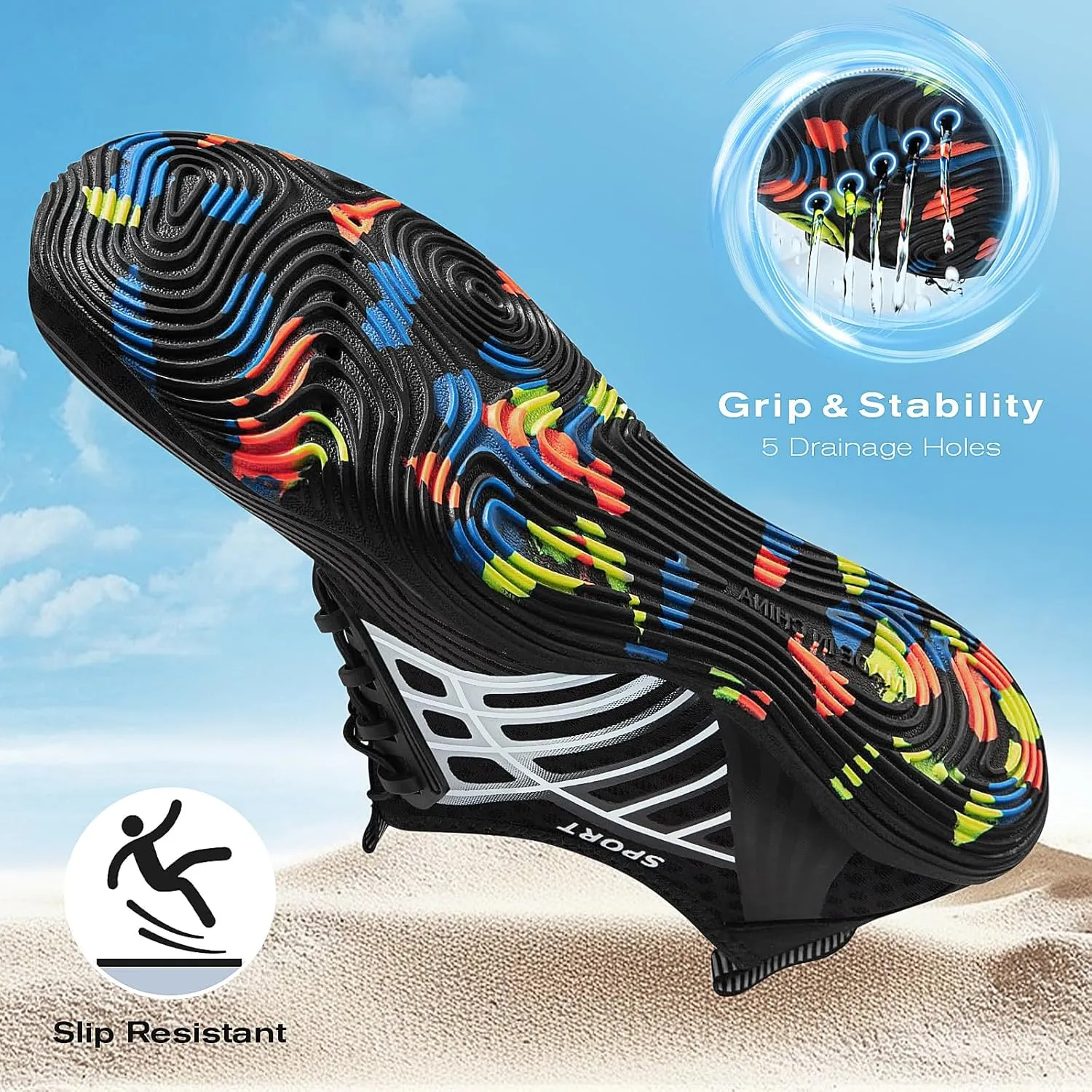 Tanamo Water Shoes for Women Men Quick Dry Swim Beach Barefoot River Aqua Shoes for Hiking Boating Camping Grounding Surfing