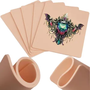 Tattoo Practice Skins 3MM - Prgislew 10Pcs Thick Tattoo Fake Skin Double Sides 7.4x5.6" Blank Tattoo Skin Practice Tattooing and Microblading Eyebrow Practice Skin Kit for Tattoo Supplies