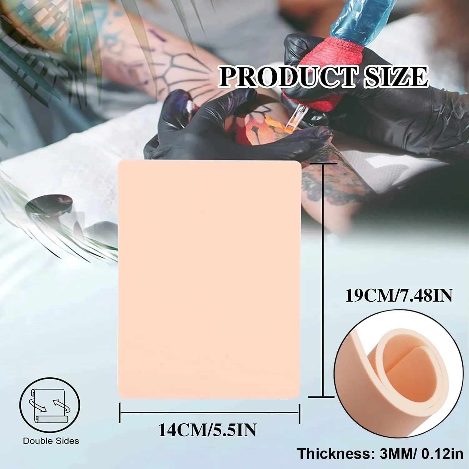 Tattoo Practice Skins 3MM - Prgislew 10Pcs Thick Tattoo Fake Skin Double Sides 7.4x5.6" Blank Tattoo Skin Practice Tattooing and Microblading Eyebrow Practice Skin Kit for Tattoo Supplies