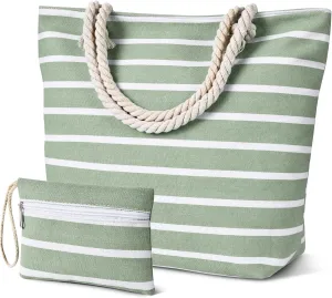 Tavaleu Beach Bags for Women - Large Beach Bag with Zipper Waterproof Sandproof, Swim Pool Tote Bag Vacation