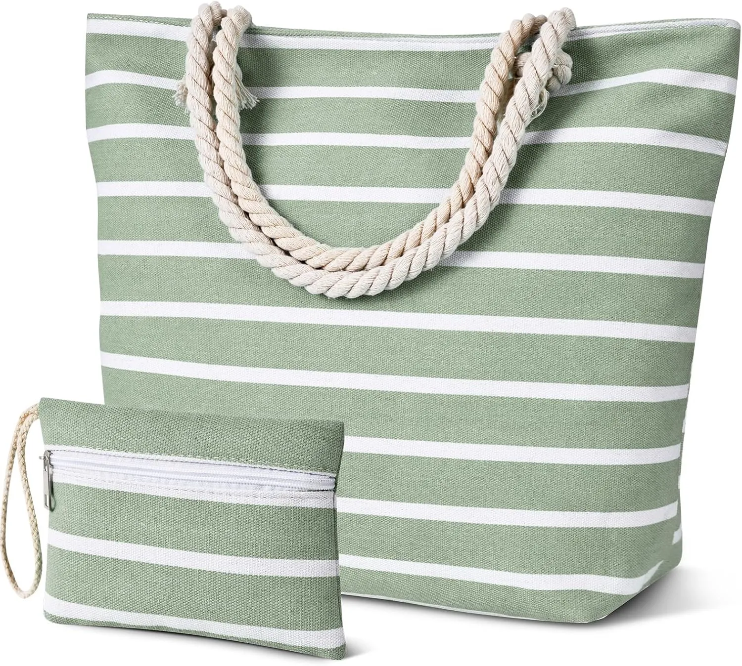 Tavaleu Beach Bags for Women - Large Beach Bag with Zipper Waterproof Sandproof, Swim Pool Tote Bag Vacation