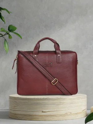 Teakwood Brown Solid Genuine Leather Laptop bag